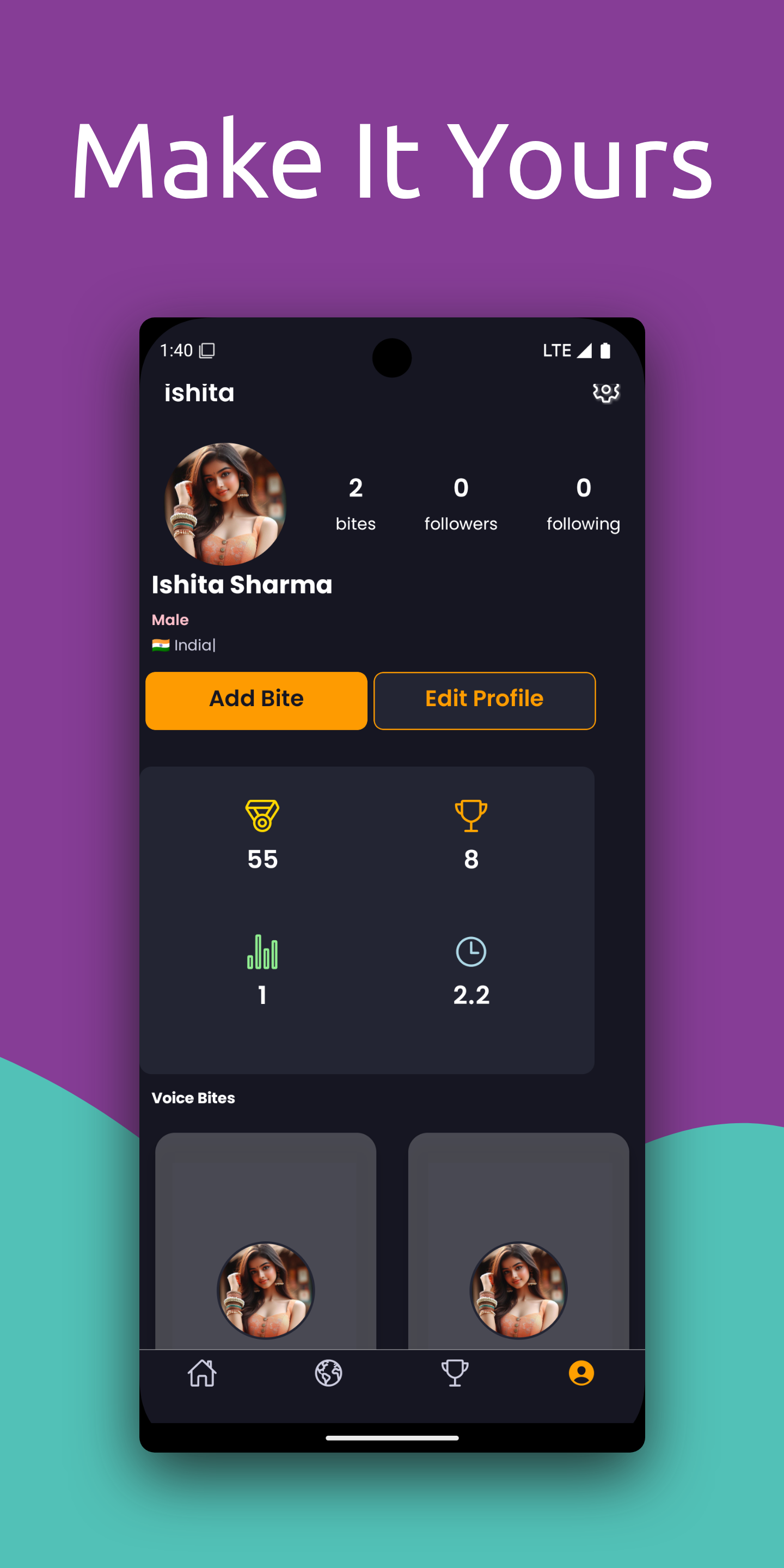 Create and share your profile